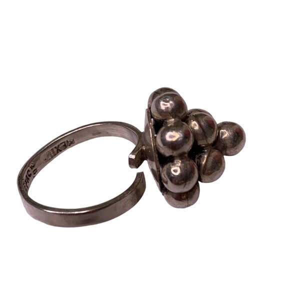 Vintage Mexican Sterling Silver Adjustable Modernist Cluster Ring Sz  6.5-8 - Picture 3 of 5
